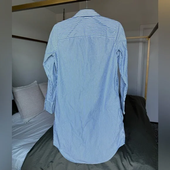 Calvin Klein Striped Button-Up Shirt Dress Womens 4 Blue Long Sleeve Y2K Capsule - Picture 2 of 5